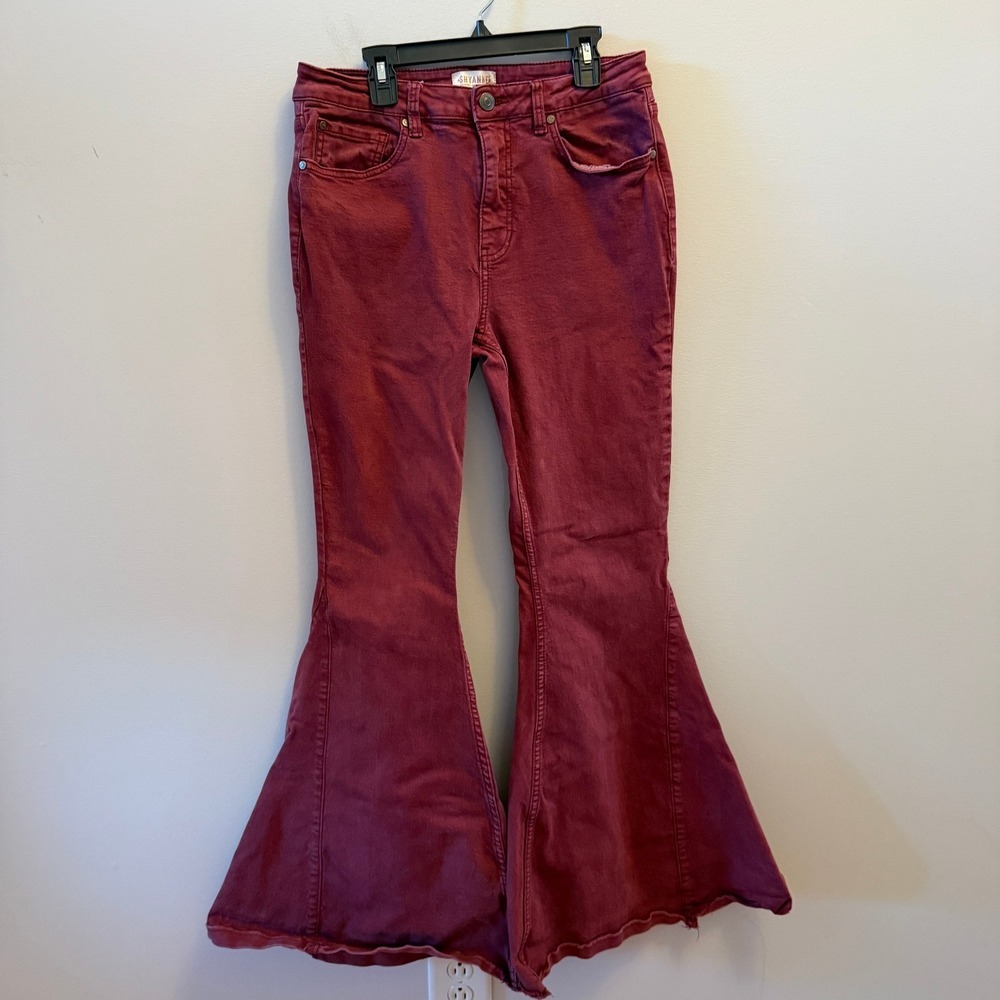Shyanne Bell Bottom Jeans 31x34 Burgundy Western Flare Retro